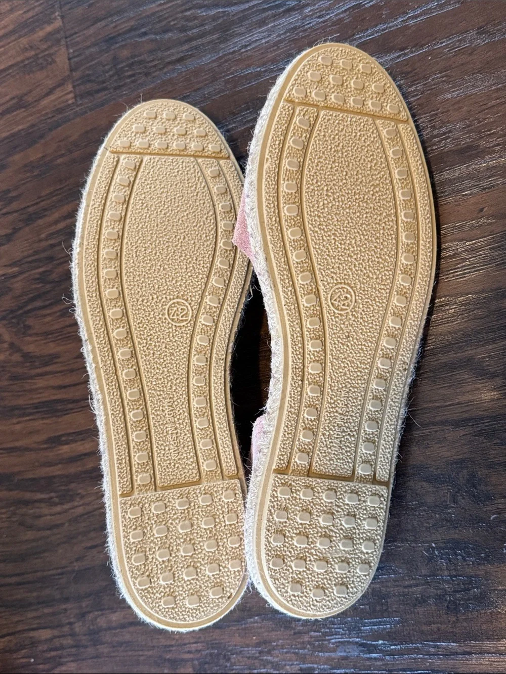 Peep-Toe Suede Espadrille Flats in Blush Pink